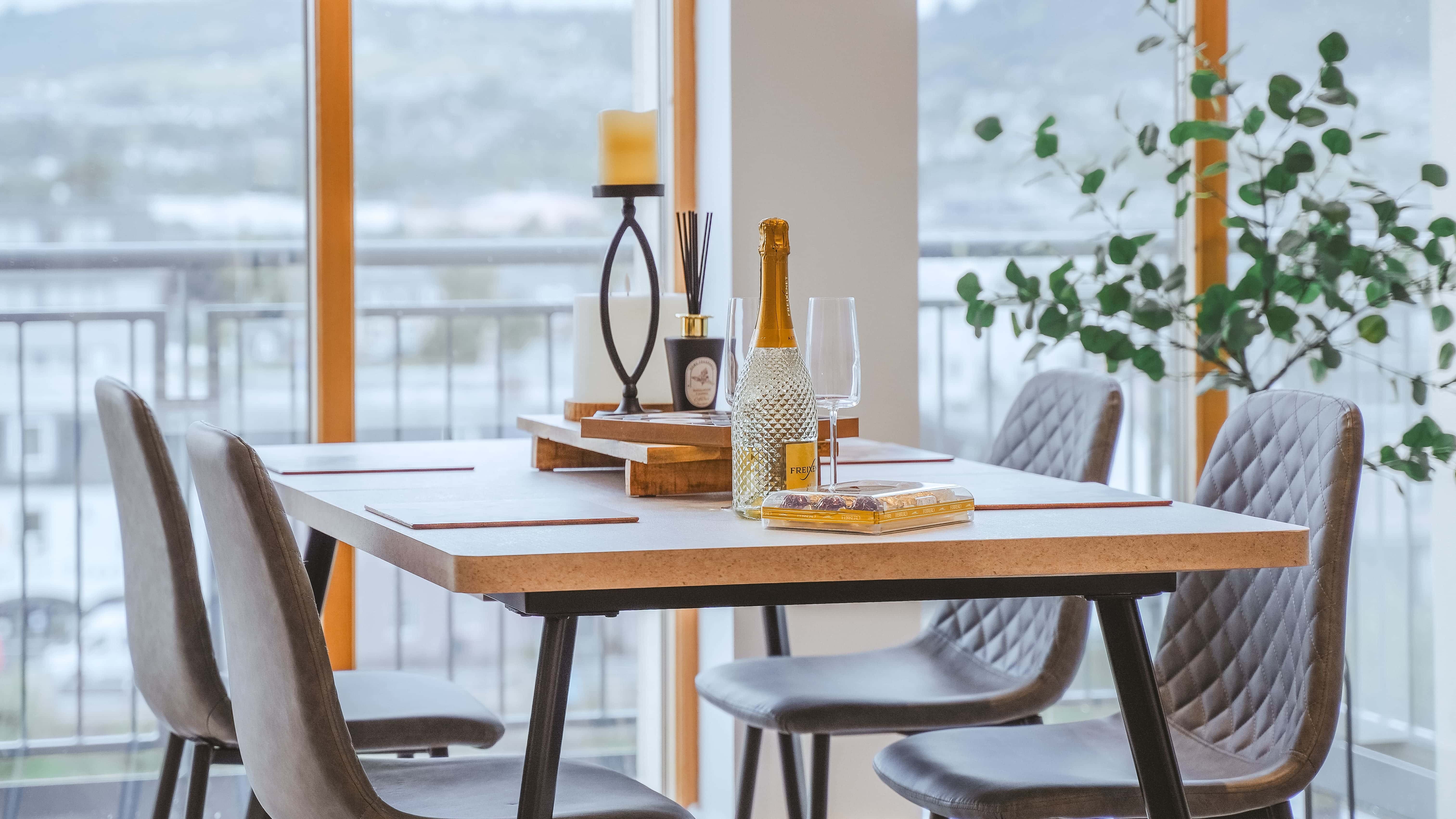 dining table with river ness view